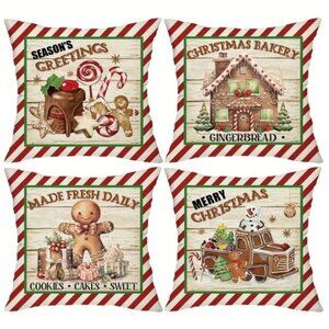 Festive Holiday Pillow Covers Set of Four NWOT